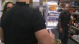 Brunette babe with glasses gets screwed at the pawnshop