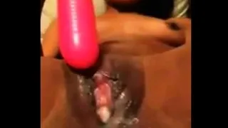 Ebony teen Pink Dildo creamY pussY 208