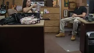 Sexy amateur babe gets banged by pawn man at the pawnshop