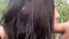 Moaning girlfriend swallows a good load outdoors