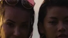 Petite brunette bikini babes stripping at the beach