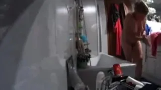 my curvy mom showers after sunbathing