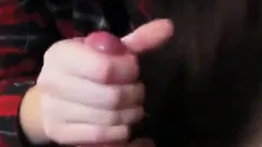 College girlfriend blowing my cock on the couch