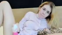 blonde teen having fun with her toys deep inside her