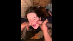 Teen couldn't resist sucking two cocks
