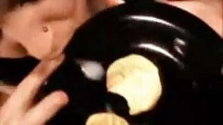 Cum on food.Goth girl