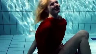 Russian teenie Lucie goes underwater swimming