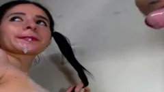 Cute Babe gives a Sloppy Nasty and Deep Throat