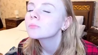 Blonde teen camgirl in see through bra