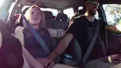 Blonde gets fingered till cum in the car