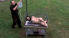 Outdoor BDSM Cage Locked Slave