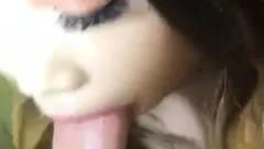 Korean college slut sucking cock and eating the load