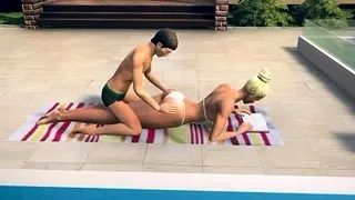 seductive stepmom by the pool