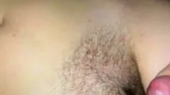 Cum on her hairy pussy