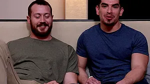 Tattooed dude strips and gets his long dick sucked before sex