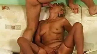 Blonde Granny in Glasses and Stockings Fucks