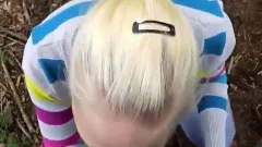 hot german amateur blonde outdoor blowjob nice facial