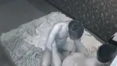 Russian whore + 2 guys! Hidden Cam