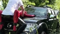 Hot Outdoor Action with Latex Fetish