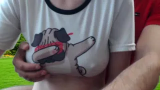 Big boobs amateur teen outdoor public fuck