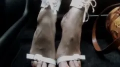 sexy feet & high heels in car