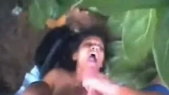 Black Latin Girl vs Big White Dick in Jungle