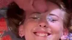 Very cute bukkake (multiple facial)