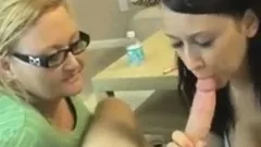 Friend's mom watching hot girl sucking a big cock