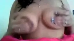 Desi babe caresses her huge melons