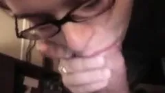 Girl exhausted after hard blowjob