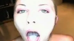 Amateur blonde sucks thick cock and swallows