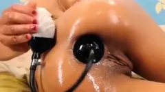 Inflatable dildo ruined her asshole