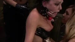 Brooklyn Daniels, Mila Blaze and Lexy Villa play with ball gags and dildos in a wild BDSM session