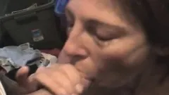 Nasty mature whore gives a nice blowjob and swallows every drop of cum