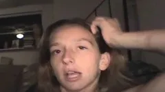 Nasty blonde Angela milks a thick pole with her luscious lips in POV