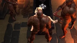 Teenage girl gets fucked hard by brutal orcs in dungeonn
