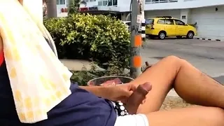Bi Married Guy Masturbating In Outside