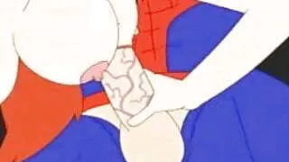 Spiderman gets blowjob + Emma's from Stoked interracial fuck
