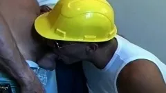 Two lustful workers are joined by a sexy cop for a hot gay threesome