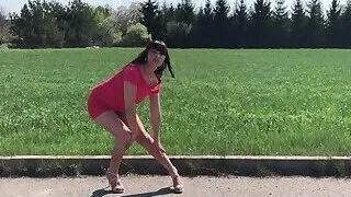 Eurobabe dress goes commando in mini dress