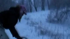 Girlfriend is outside in the snow playing around getting ready to fuck