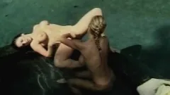 Blonde bimbo enjoys working her horny girlfriend's pussy outdoors