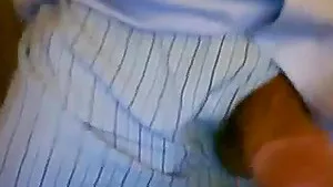 Daddy with big  meaty cock cums on shirt