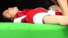 Japanese girl dressed up in holiday clothes gets nailed and a facial