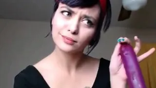 HOT Cam Girl Deepthroating WHOLE 11 Inch Dildo