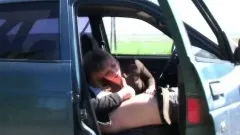 Lustful blonde seizes the chance to blows her man's big cock to orgasm