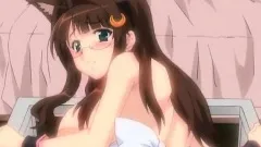Brunette cutie gets creampied by a big dick in a hentai film