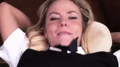 Blonde school girl with a massive ass takes it hard during a POV video