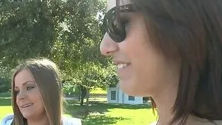 Busty lesbian pleasured in threeway