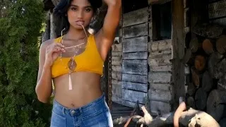 Playboy centerfold babes stripping naked in the outdoor